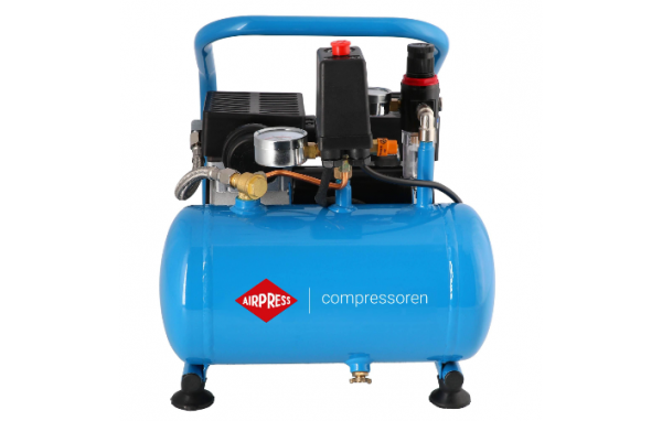 AIRPRESS Druckluft Kompressor L 6-95 Silent 8 Bar 6 Liter 0,71 PS 2 Zylinder Pro