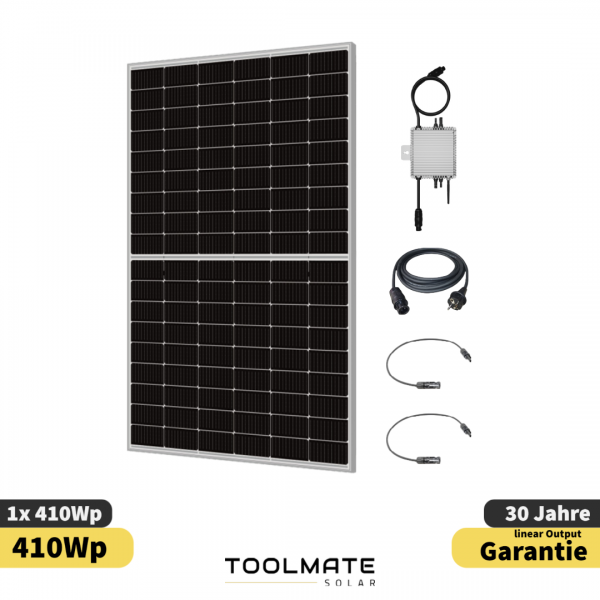 TOOLMATE Balkonkraftwerk Premium 600W Photovoltaik Kraftwerk - Solaranlage 1x 410Watt