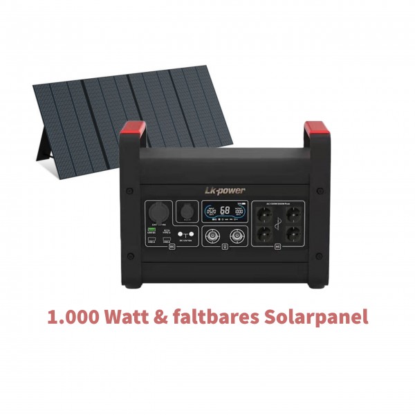 LK-Power MARS I 1000W tragbare Powerstation mobiler Stromspeicher mit 230V/200W